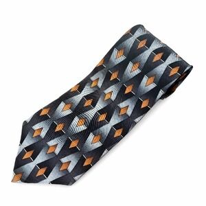 Vtg Jimmy V The V Foundation Silk Tie Men 3D Geometric Diamond Black Orange Grey
